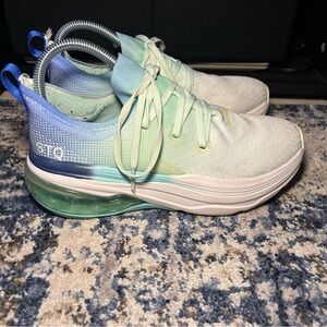 STQ Gear White Teal Arch Support Air Cushion Lace-Up Tennis Sneakers Size 7.5